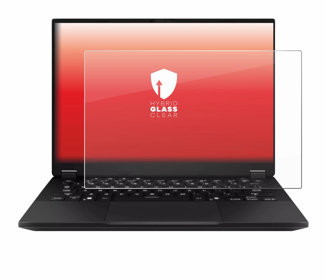 Immagine del dispositivo ASUS TUF Gaming A14 con un'ampia varietà di protezioni per lo schermo.