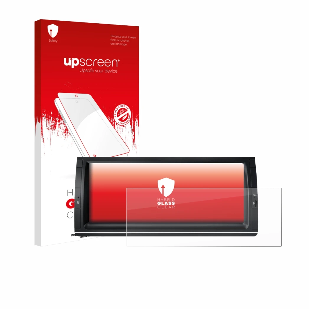 Parte frontale di una confezione del prodotto con il logo del marchio upscreen. Accanto è raffigurato il dispositivo Xtrons PX