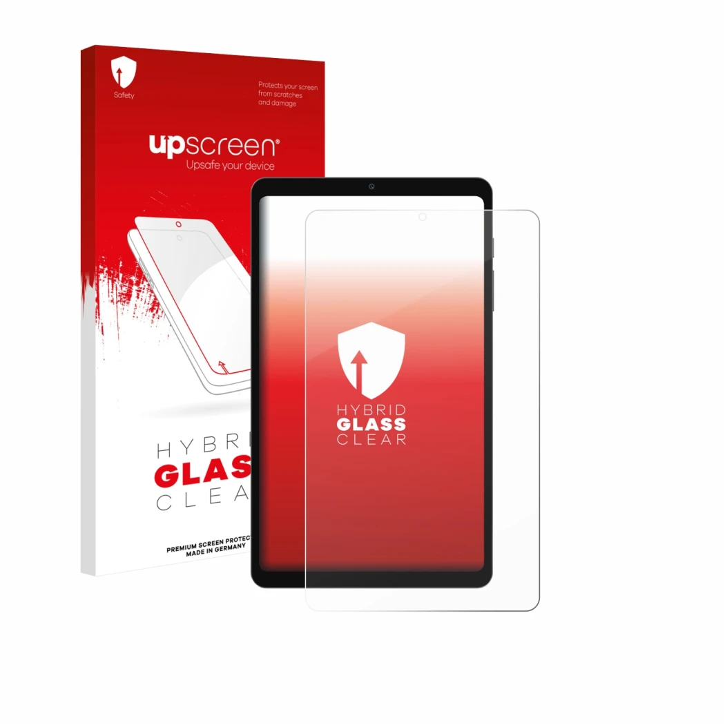 Parte frontale di una confezione del prodotto con il logo del marchio upscreen. Accanto è raffigurato il dispositivo Blackview