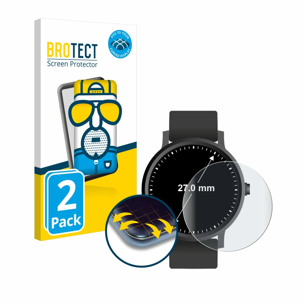Parte frontale di una confezione del prodotto con il logo del marchio BROTECT. Accanto è raffigurato il dispositivo Orologi (C
