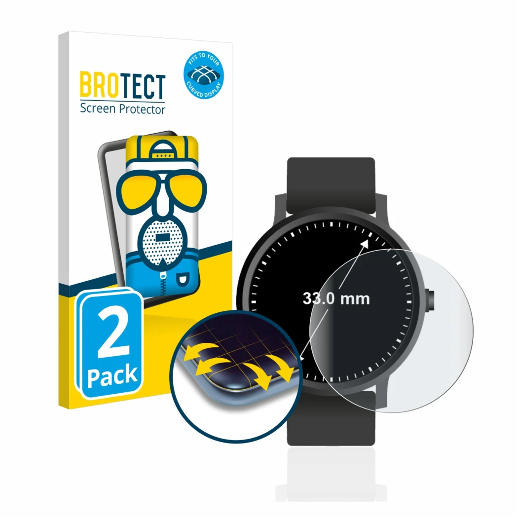 Parte frontale di una confezione del prodotto con il logo del marchio BROTECT. Accanto è raffigurato il dispositivo Orologi (C