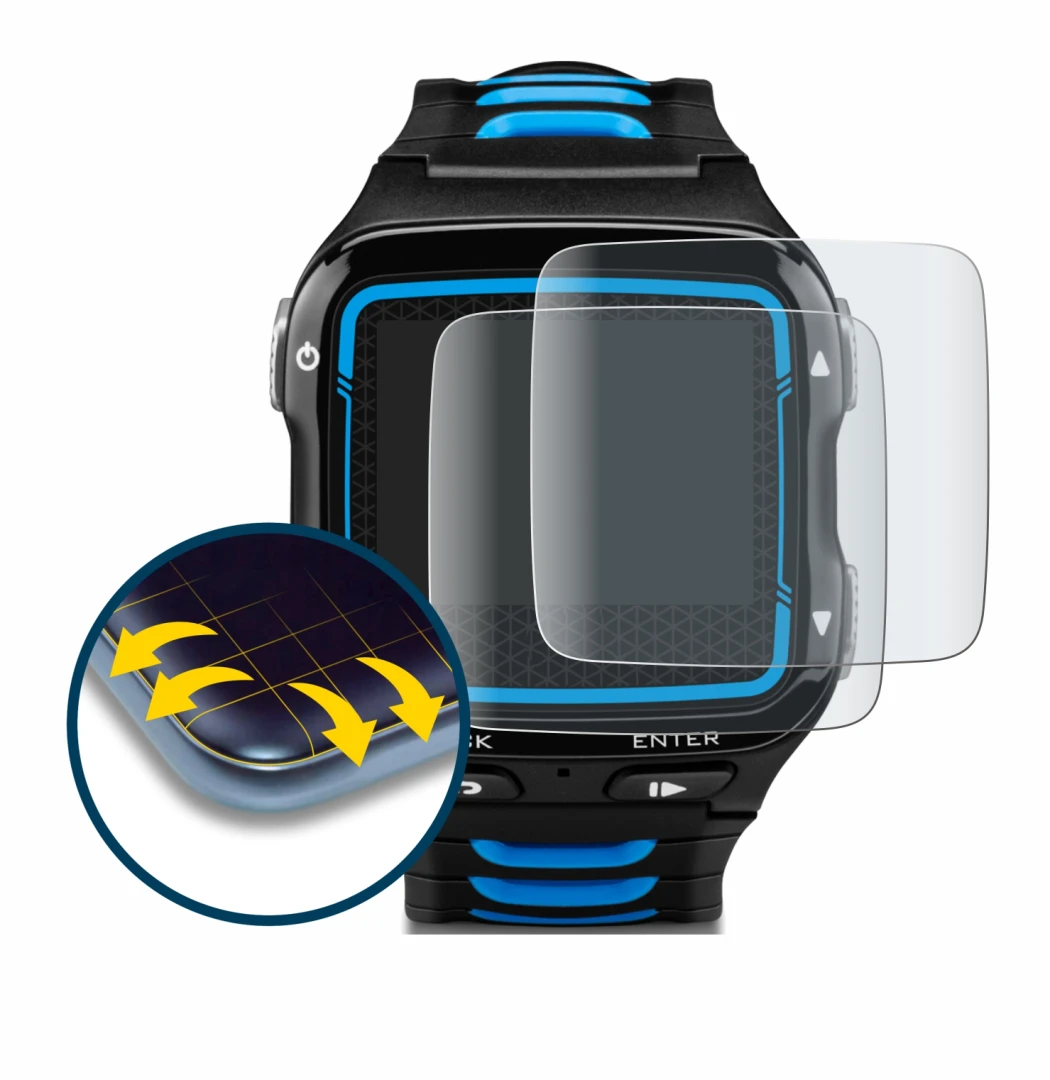 Immagine del dispositivo Garmin Forerunner 920XT con un'ampia varietà di protezioni per lo schermo.