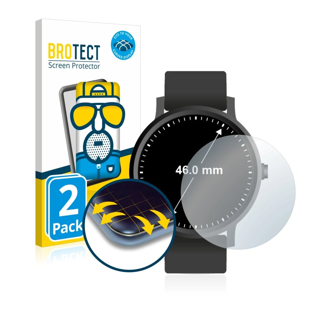 Parte frontale di una confezione del prodotto con il logo del marchio BROTECT. Accanto è raffigurato il dispositivo Orologi (C