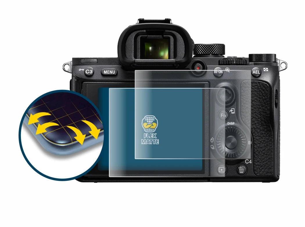 Immagine del dispositivo Sony Alpha 7 III (ILCE-7M3) con un'ampia varietà di protezioni per lo schermo.
