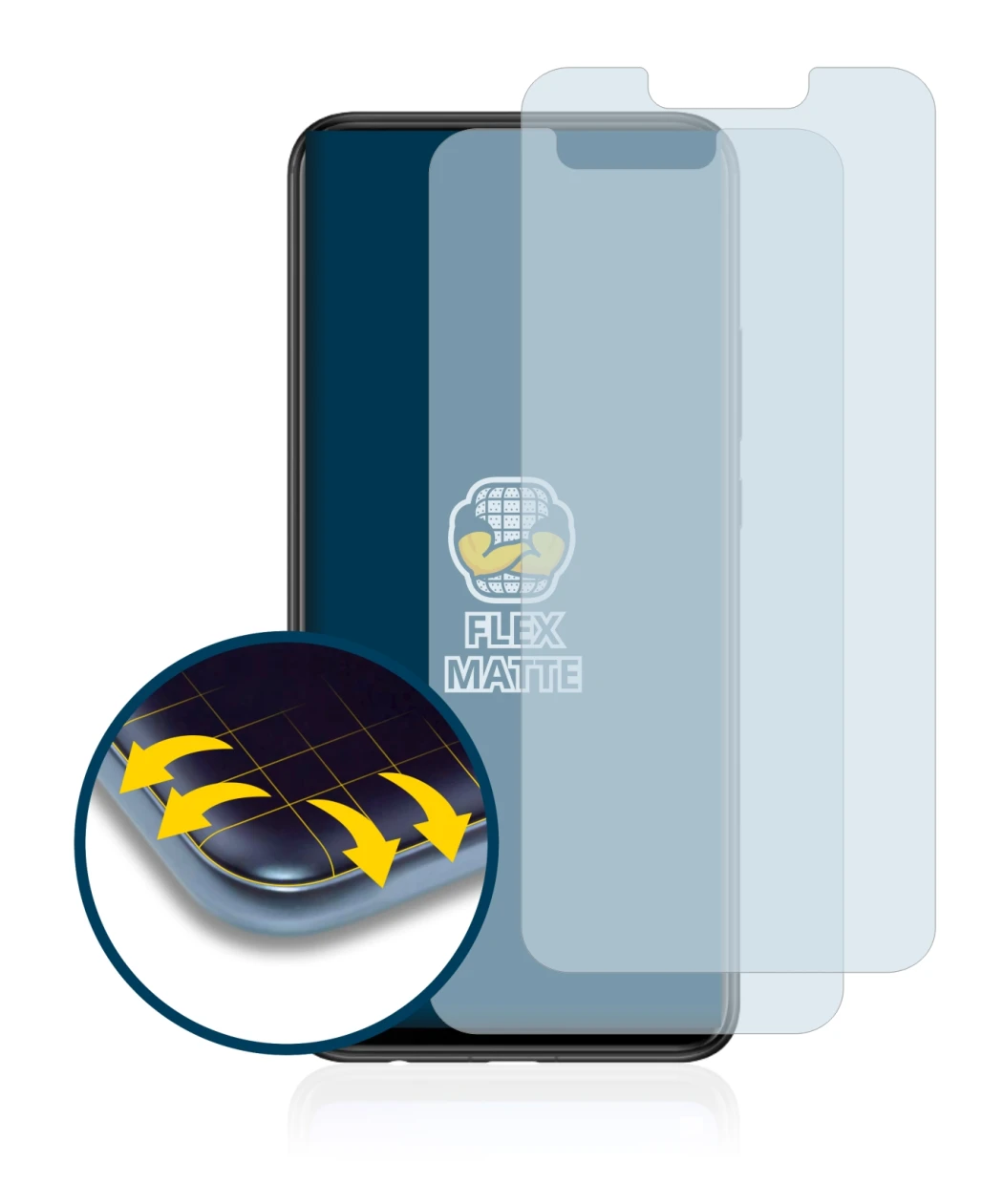 Immagine del dispositivo Huawei P smart Plus 2018 con un'ampia varietà di protezioni per lo schermo.