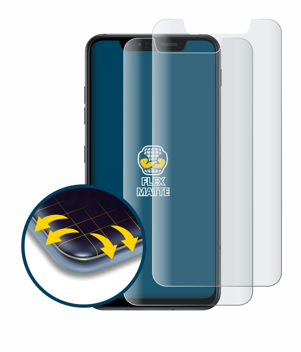 Immagine del dispositivo LG G8s ThinQ con un'ampia varietà di protezioni per lo schermo.