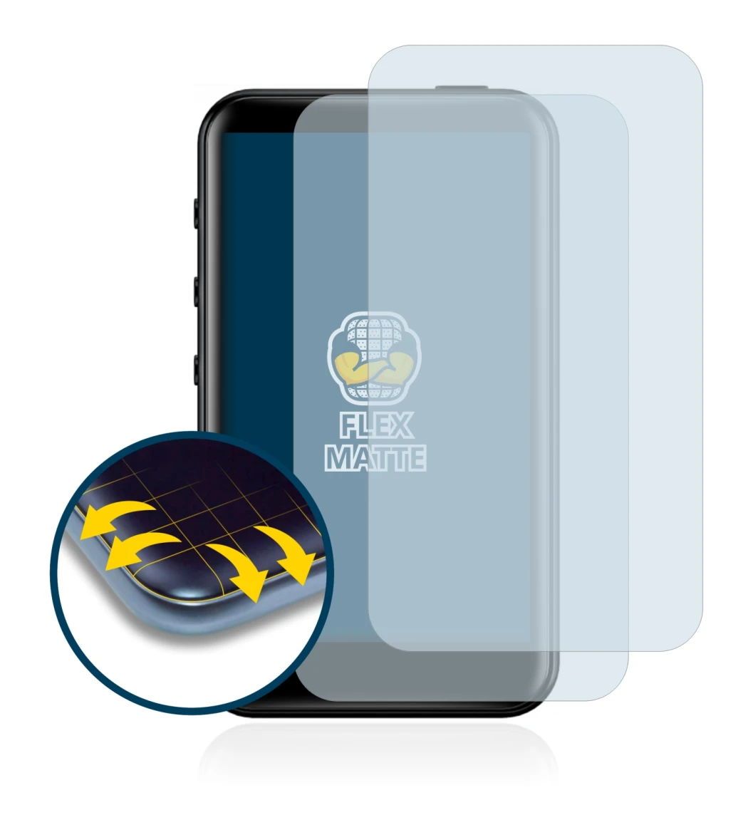 Immagine del dispositivo FiiO M6 con un'ampia varietà di protezioni per lo schermo.