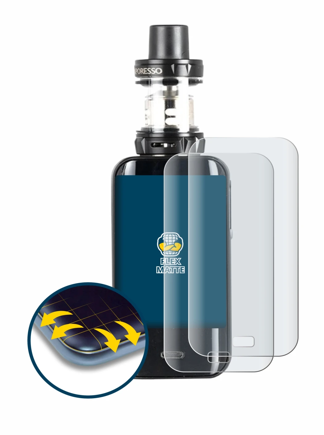 Immagine del dispositivo Vaporesso Luxe con un'ampia varietà di protezioni per lo schermo.