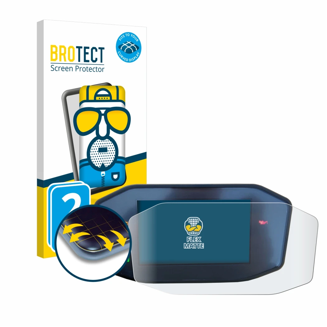 Parte frontale di una confezione del prodotto con il logo del marchio BROTECT. Accanto è raffigurato il dispositivo KTM 790 Du