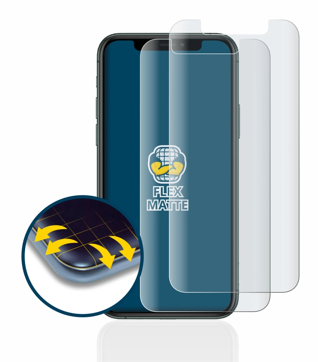 Immagine del dispositivo Apple iPhone 11 Pro con un'ampia varietà di protezioni per lo schermo.