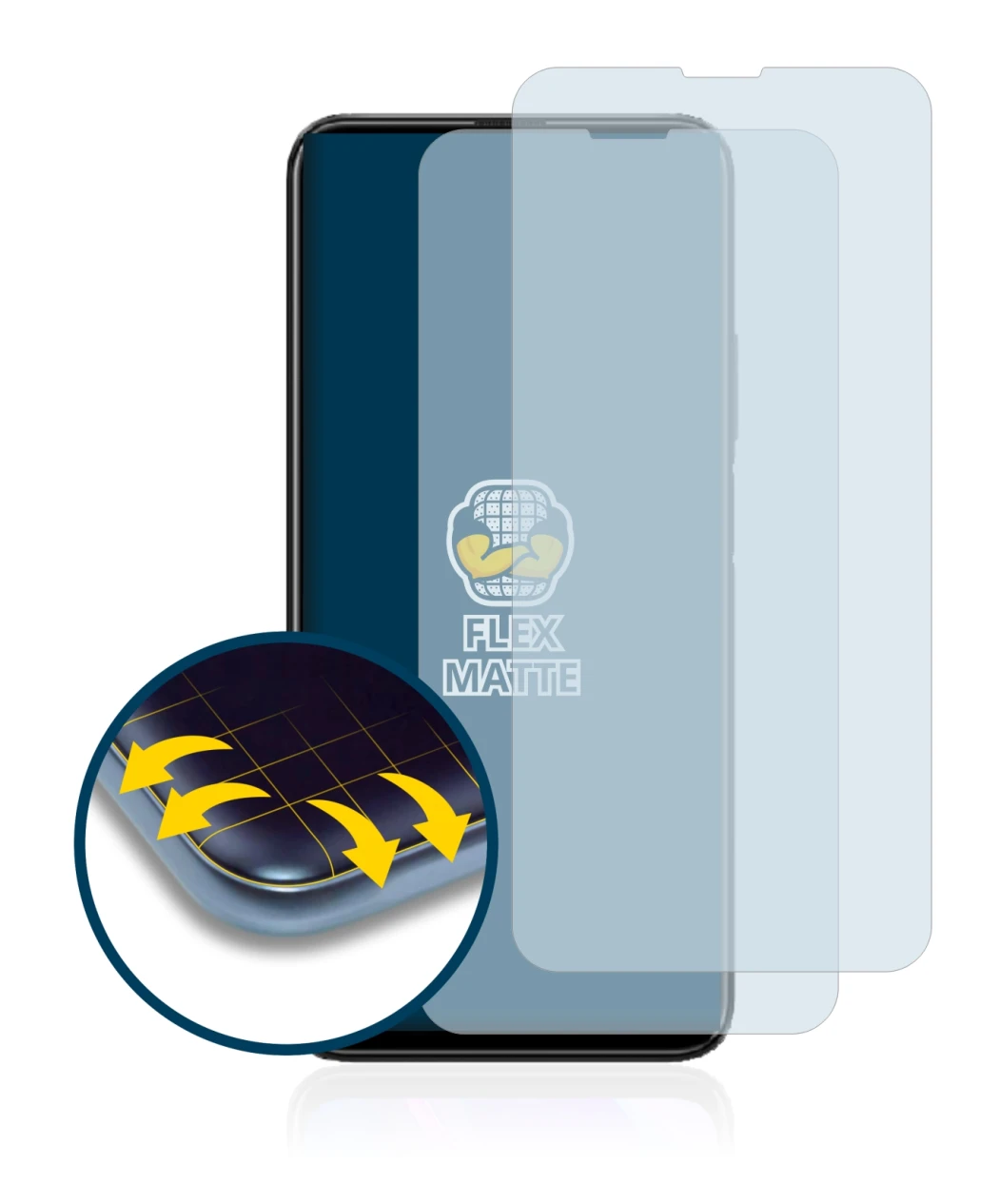 Immagine del dispositivo Honor 9X con un'ampia varietà di protezioni per lo schermo.