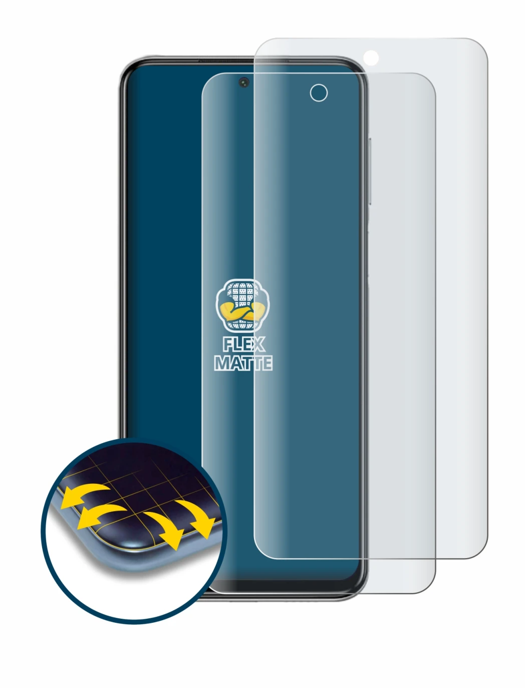 Immagine del dispositivo Xiaomi Redmi Note 9S con un'ampia varietà di protezioni per lo schermo.
