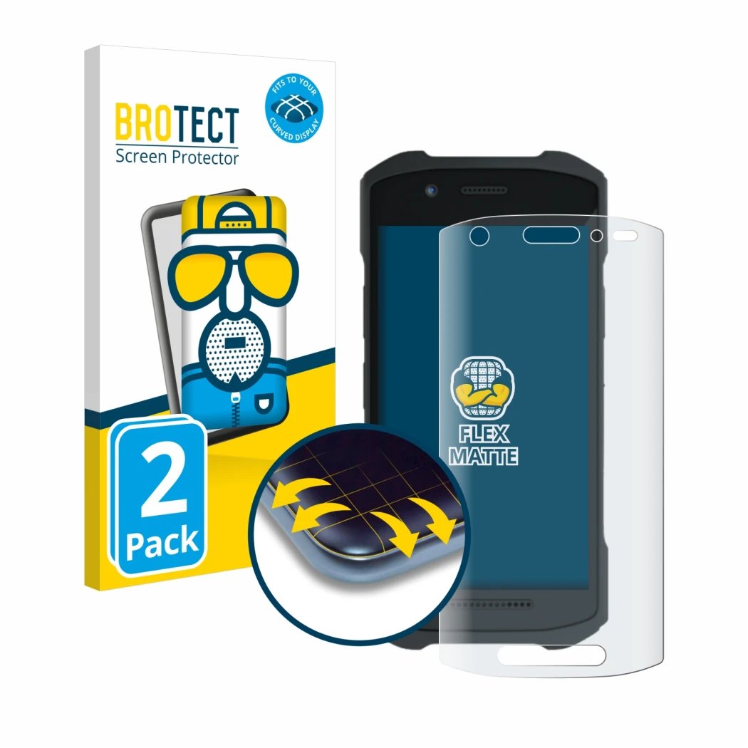 Parte frontale di una confezione del prodotto con il logo del marchio BROTECT. Accanto è raffigurato il dispositivo Zebra TC21