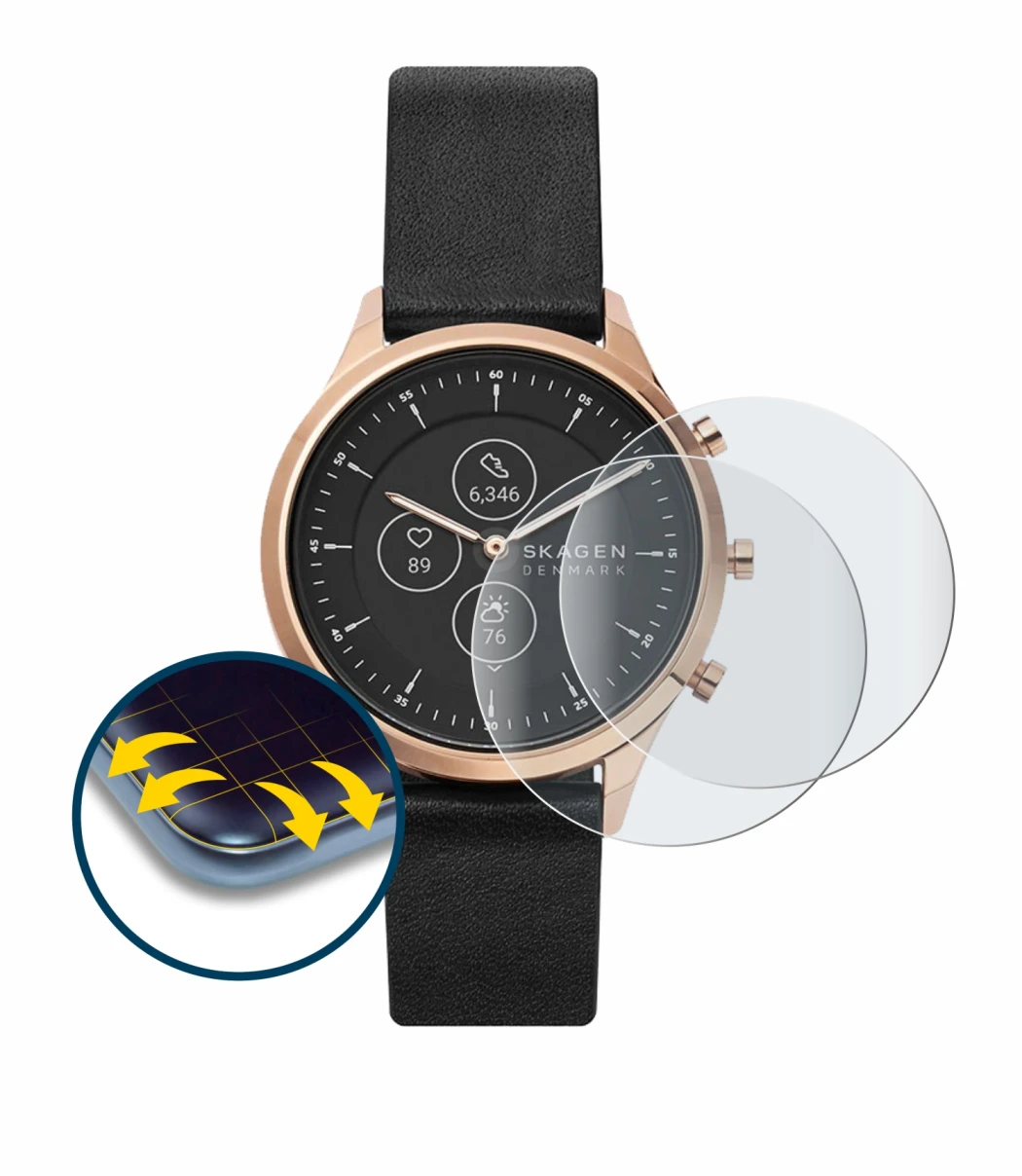 Immagine del dispositivo Skagen Jorn Hybrid HR (38 mm) con un'ampia varietà di protezioni per lo schermo.