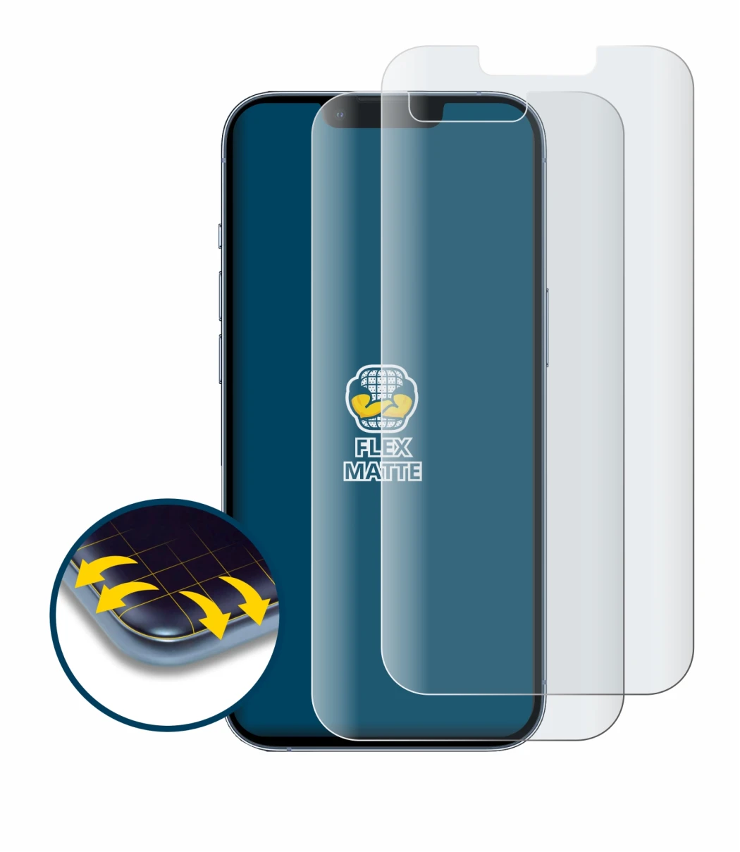 Immagine del dispositivo Apple iPhone 13 Pro con un'ampia varietà di protezioni per lo schermo.