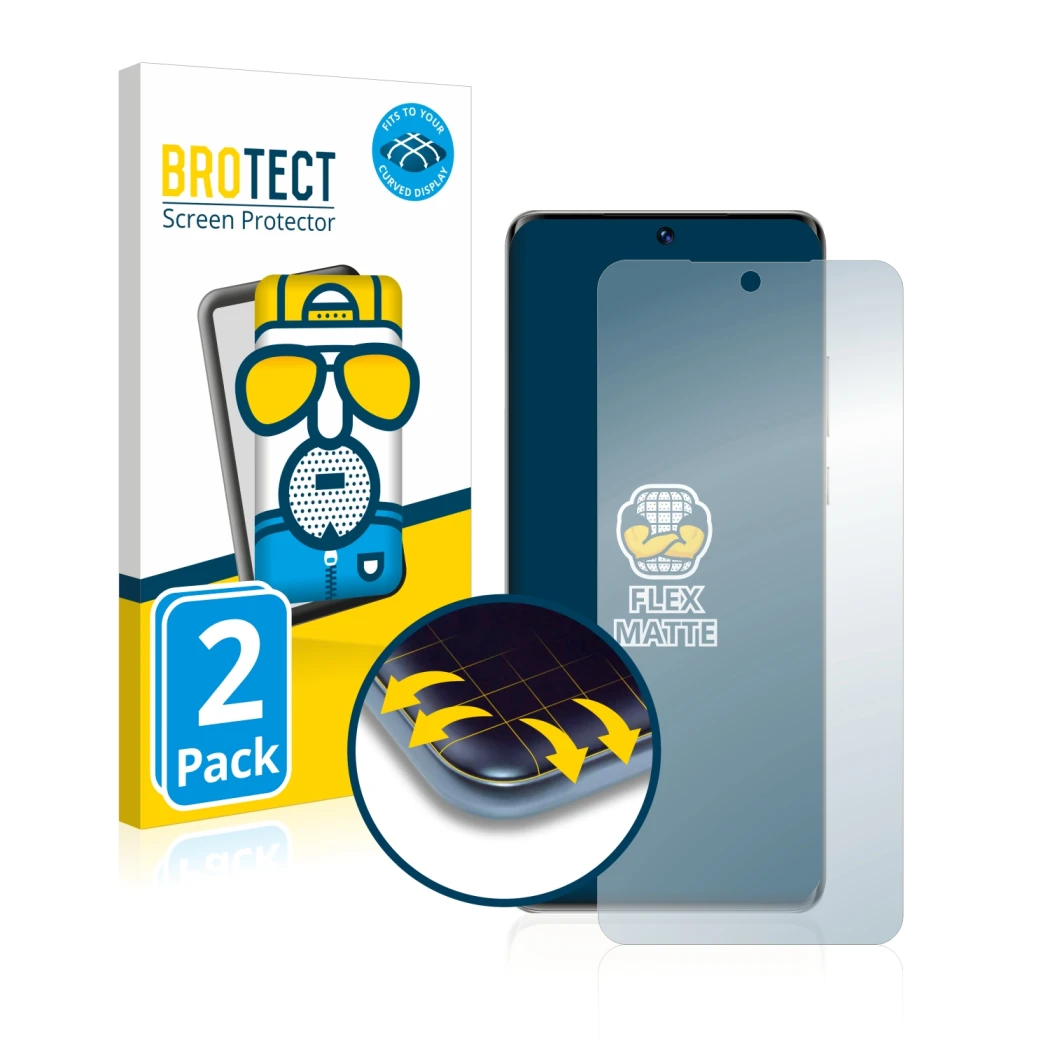 Parte frontale di una confezione del prodotto con il logo del marchio BROTECT. Accanto è raffigurato il dispositivo Huawei P50