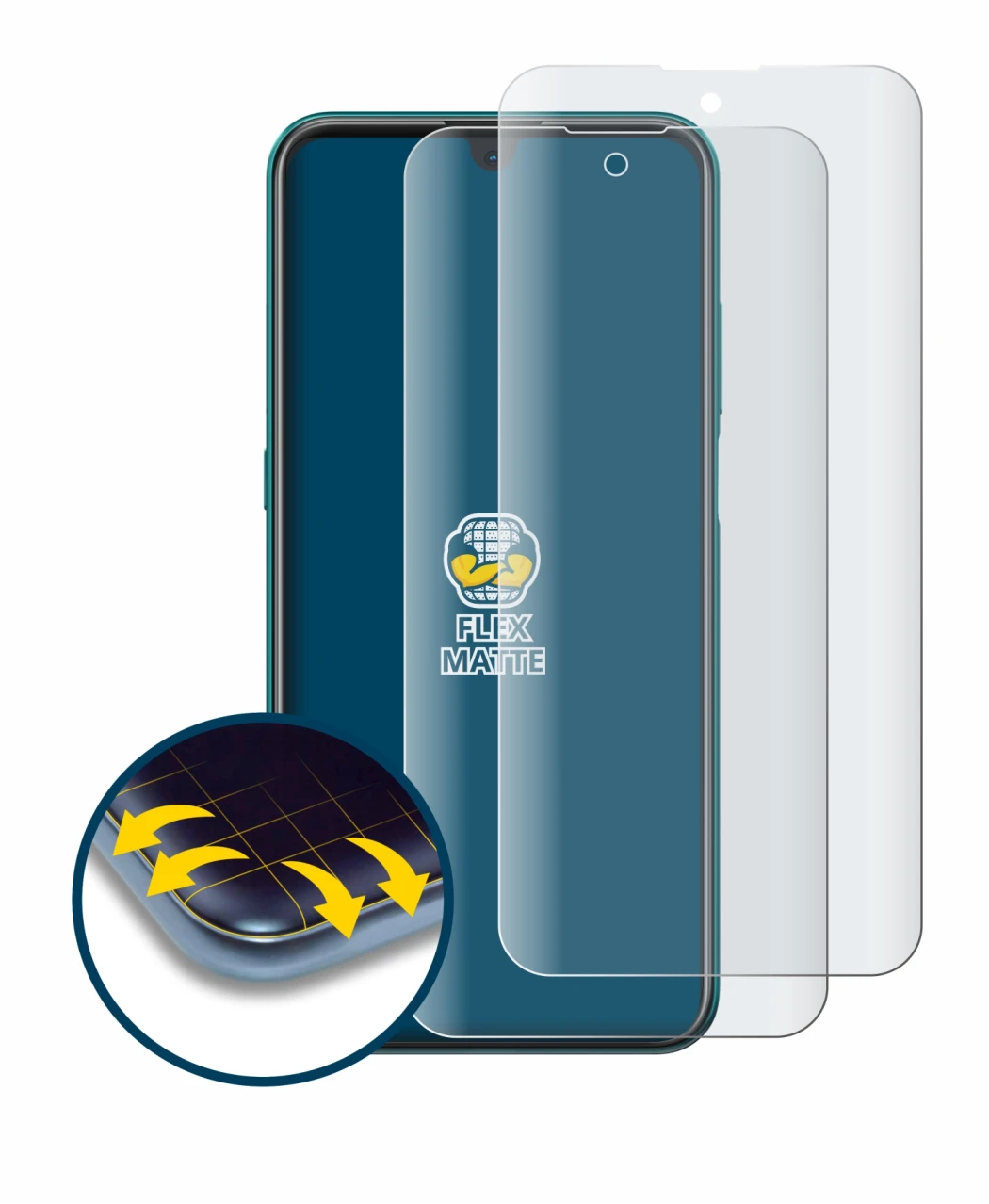 Immagine del dispositivo Nokia X20 con un'ampia varietà di protezioni per lo schermo.