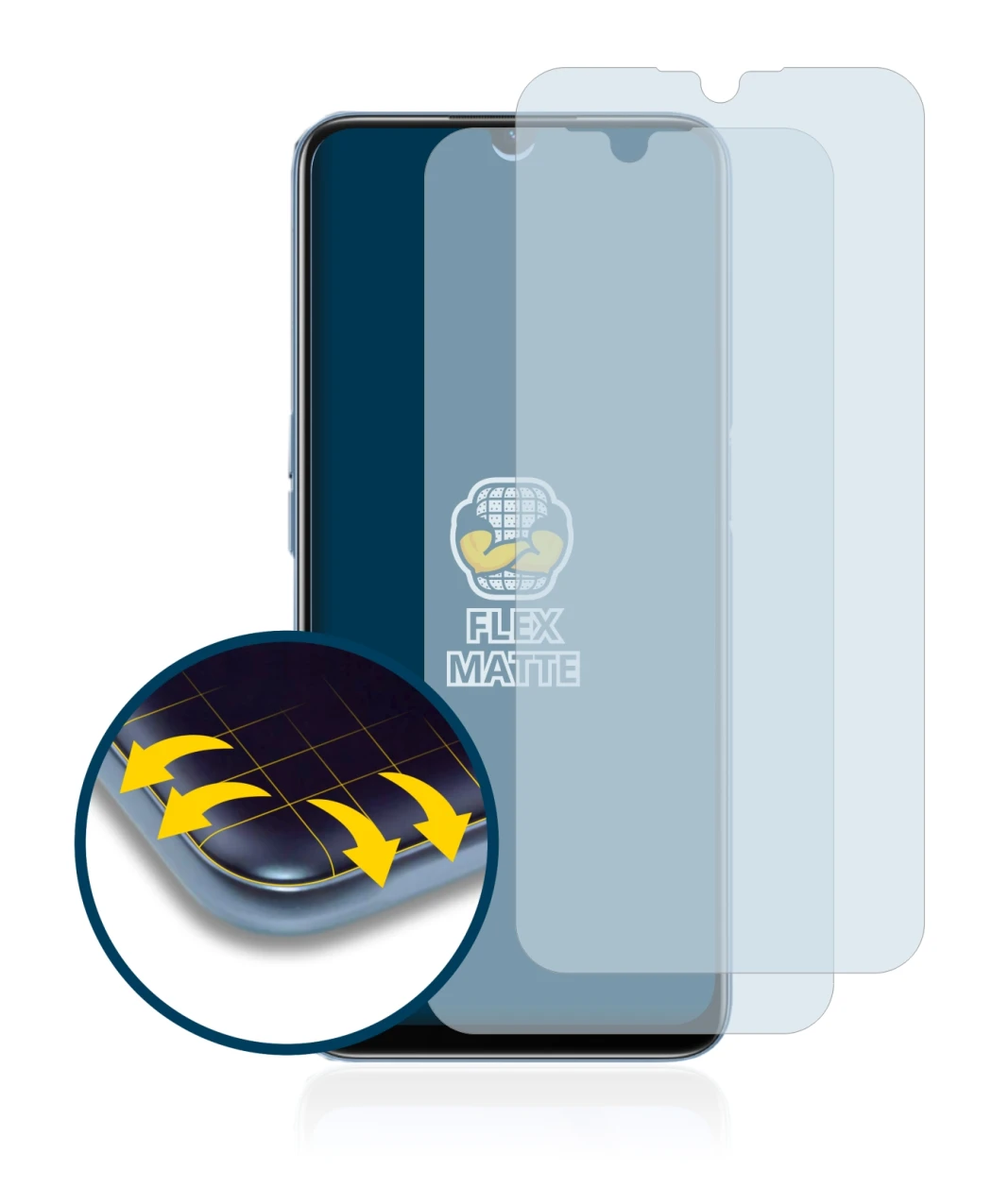 Immagine del dispositivo Oppo A16 con un'ampia varietà di protezioni per lo schermo.