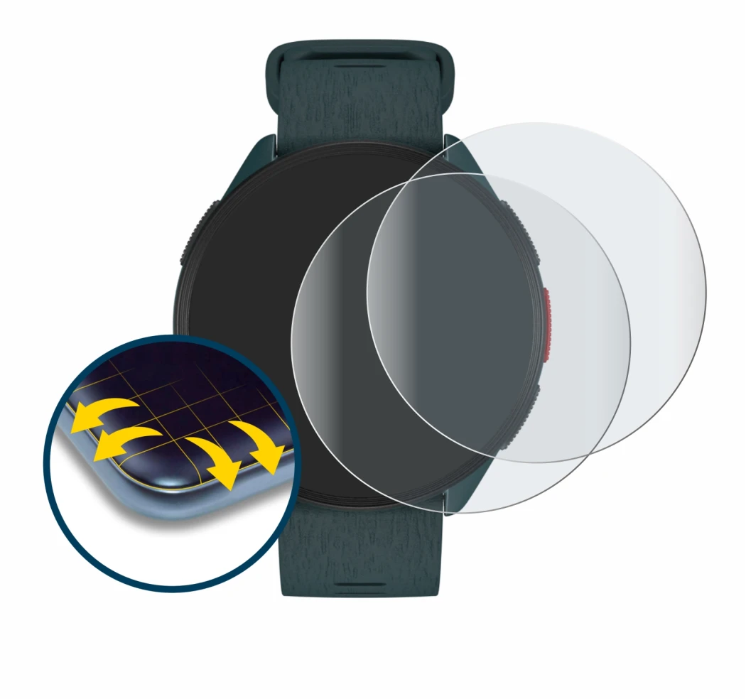 Immagine del dispositivo Polar Pacer con un'ampia varietà di protezioni per lo schermo.