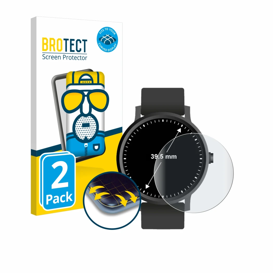 Parte frontale di una confezione del prodotto con il logo del marchio BROTECT. Accanto è raffigurato il dispositivo Orologi (C