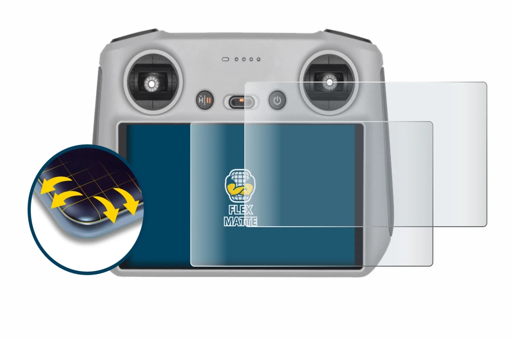 Immagine del dispositivo DJI RC Controller con un'ampia varietà di protezioni per lo schermo.