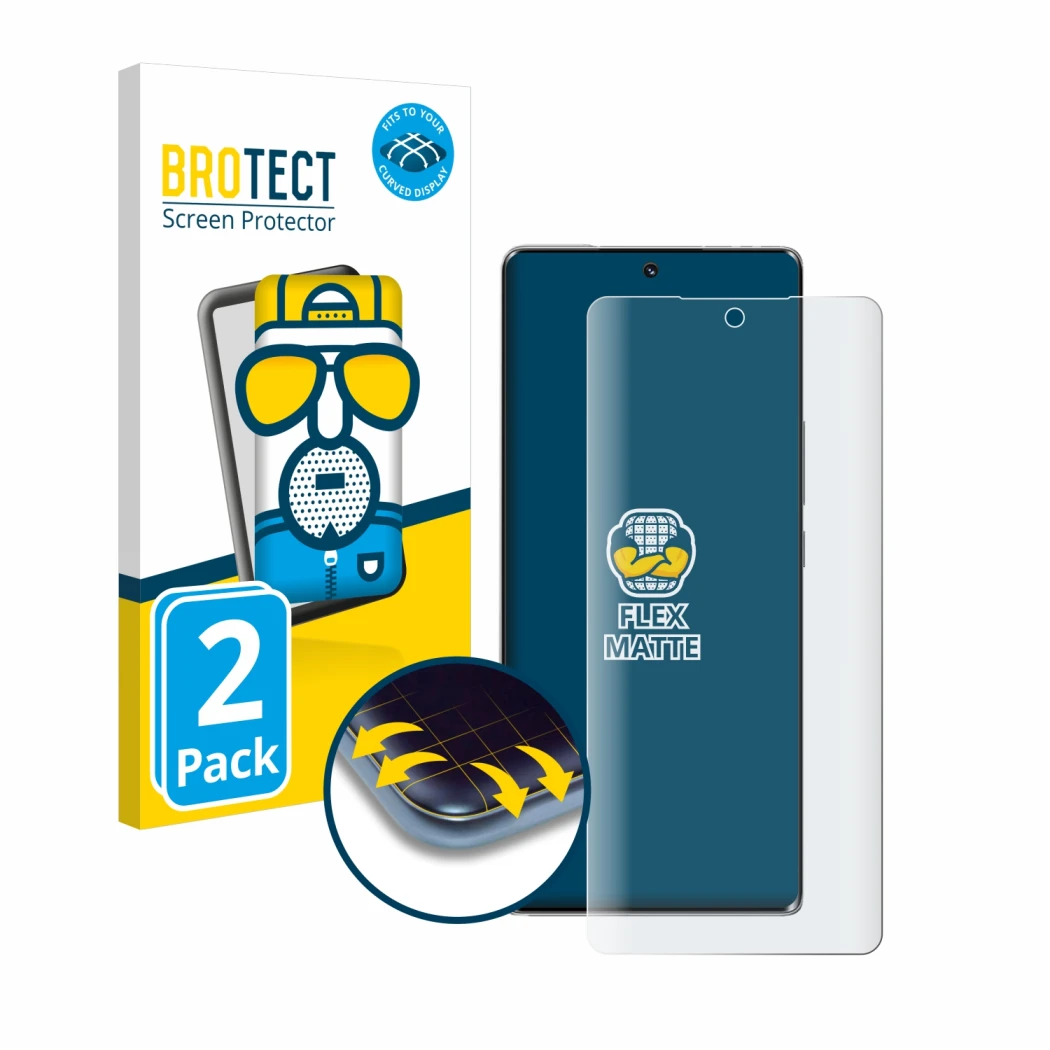 Parte frontale di una confezione del prodotto con il logo del marchio BROTECT. Accanto è raffigurato il dispositivo Honor 70 c