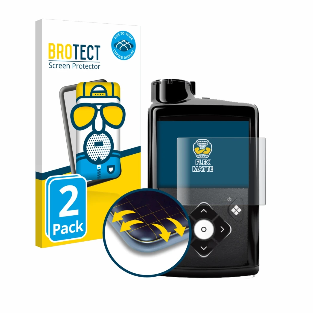 Parte frontale di una confezione del prodotto con il logo del marchio BROTECT. Accanto è raffigurato il dispositivo Medtronic 