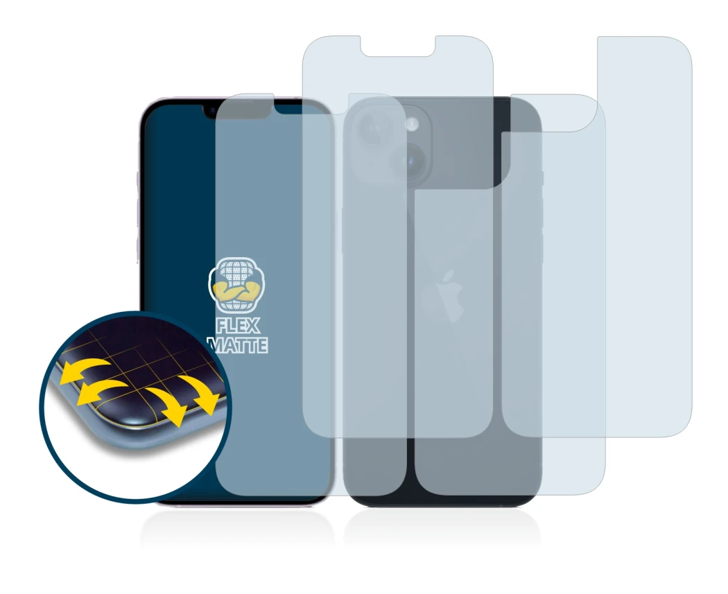 Immagine del dispositivo Apple iPhone 14 (Fronte+Retro) con un'ampia varietà di protezioni per lo schermo.