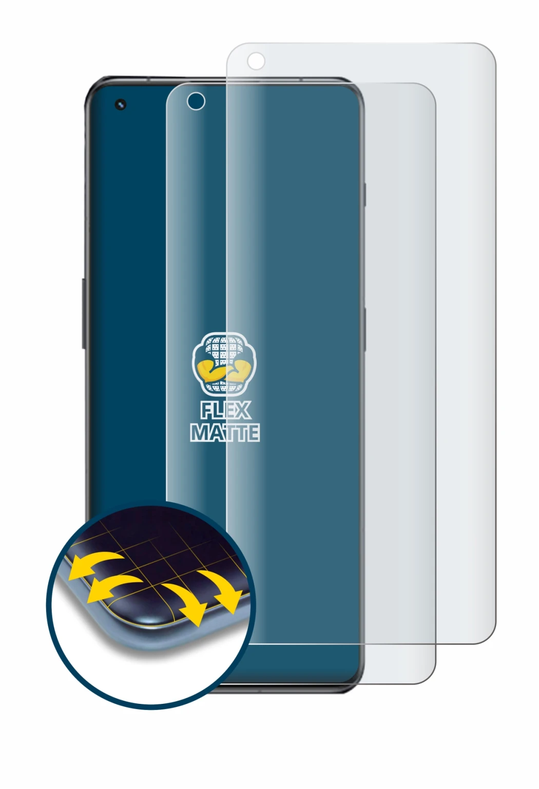 Immagine del dispositivo OnePlus 11 5G con un'ampia varietà di protezioni per lo schermo.