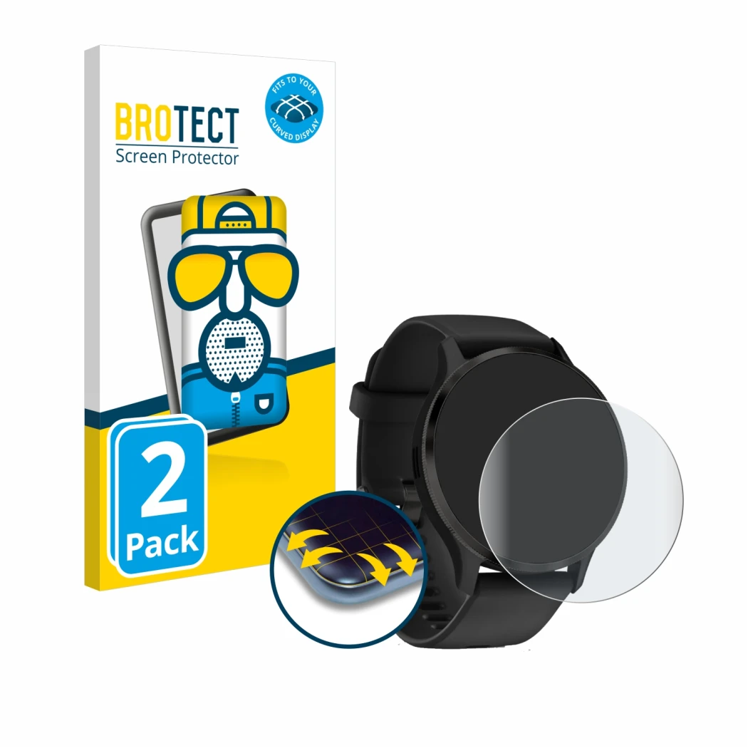 Parte frontale di una confezione del prodotto con il logo del marchio BROTECT. Accanto è raffigurato il dispositivo Garmin Ven