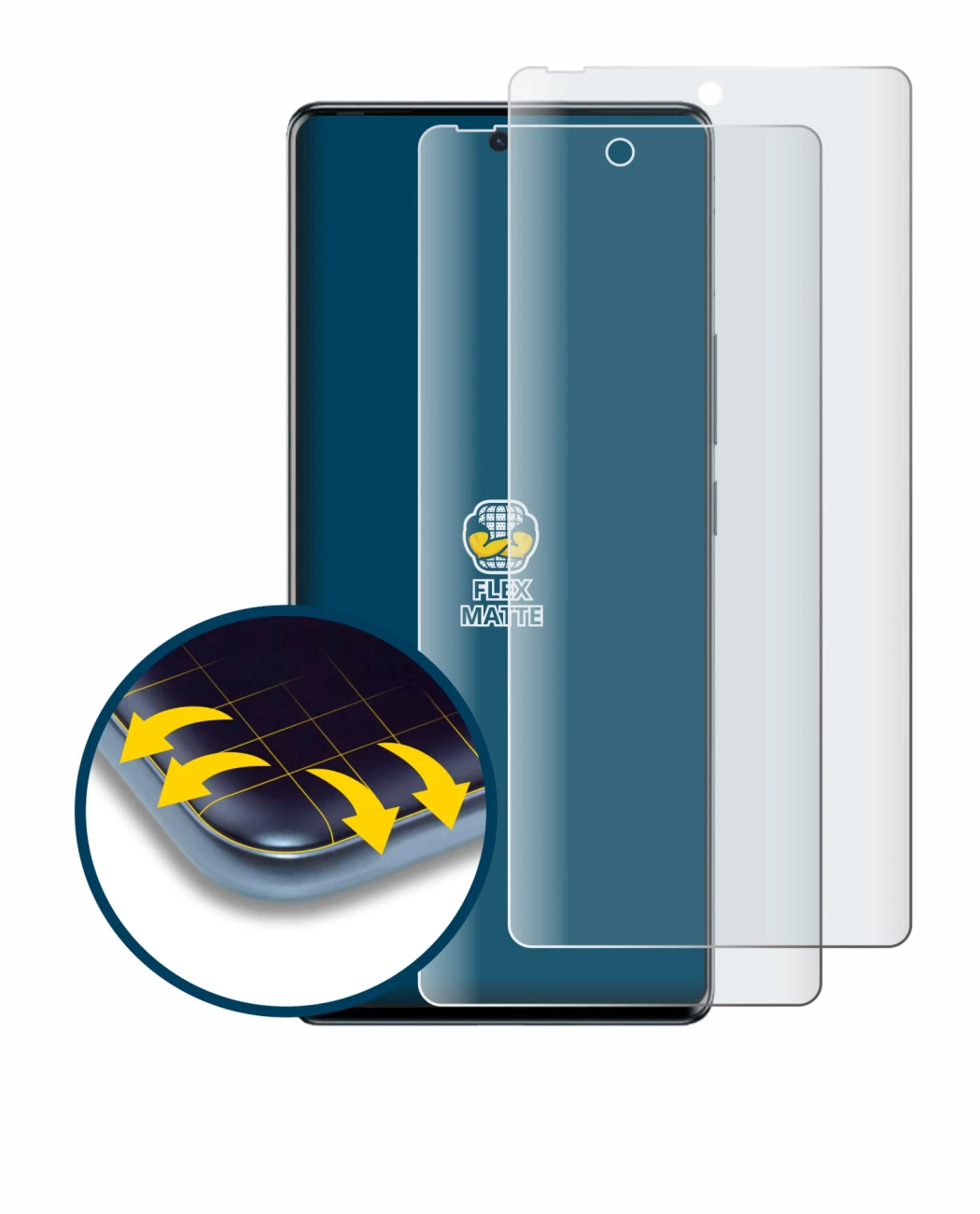 Immagine del dispositivo Tecno Spark 20 Pro Plus con un'ampia varietà di protezioni per lo schermo.
