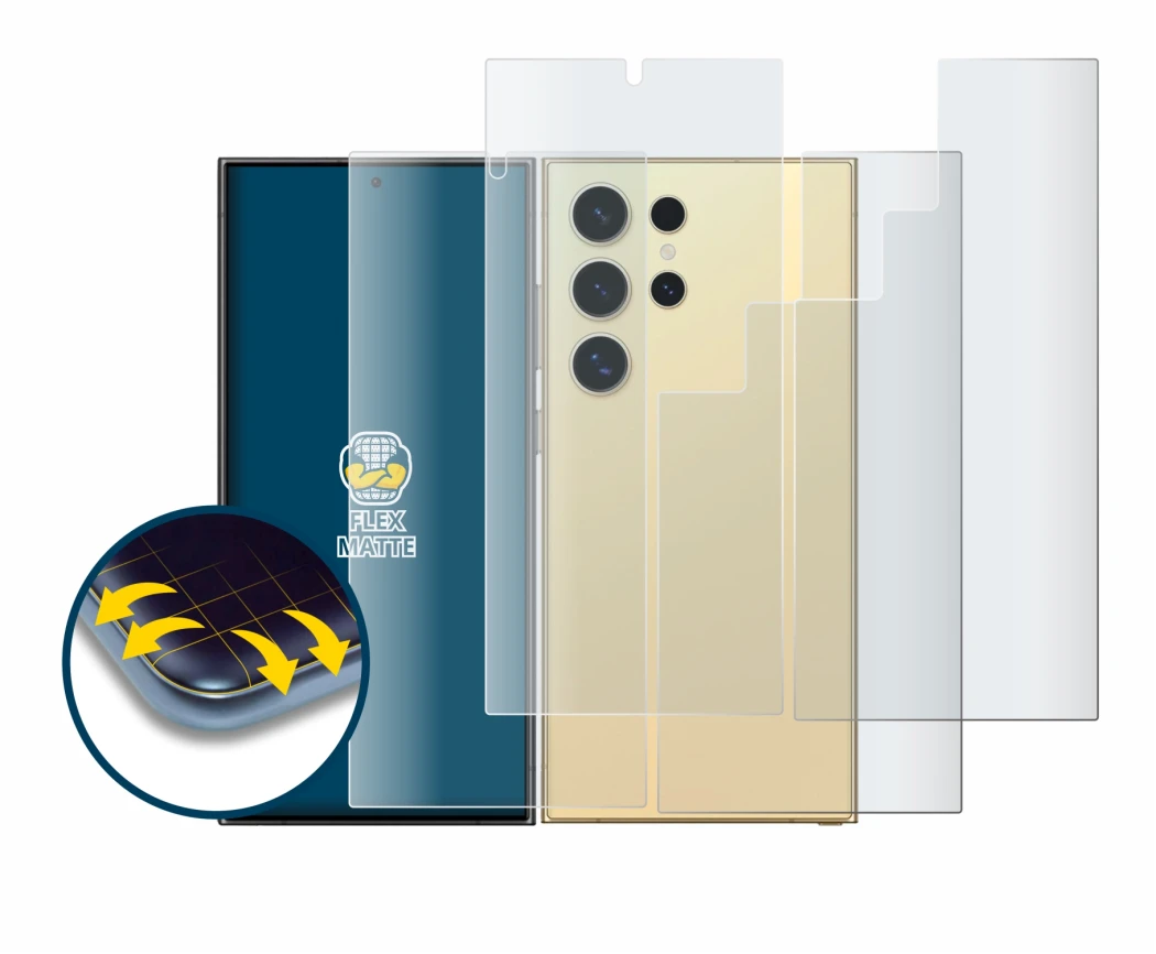 Immagine del dispositivo Samsung Galaxy S24 Ultra (case-friendly) (Fronte+Retro) con un'ampia varietà di protezioni per lo sch