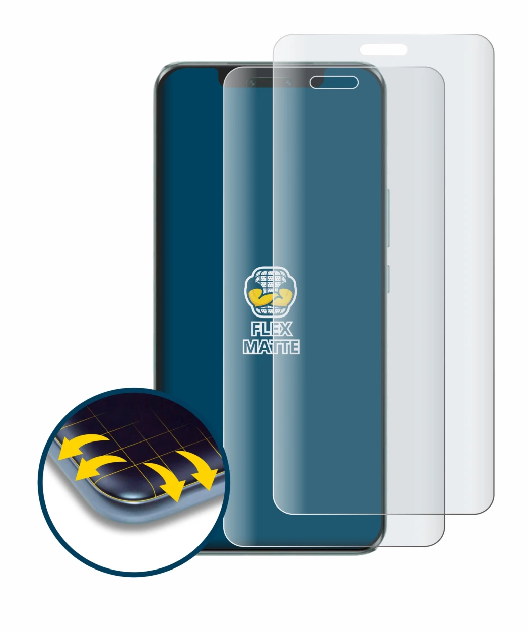 Immagine del dispositivo Honor Magic 6 Pro con un'ampia varietà di protezioni per lo schermo.