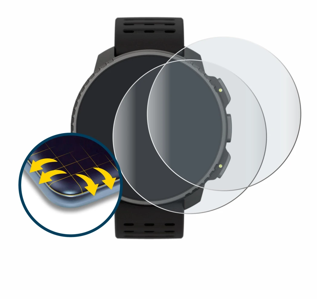 Immagine del dispositivo Suunto Vertical Solar con un'ampia varietà di protezioni per lo schermo.