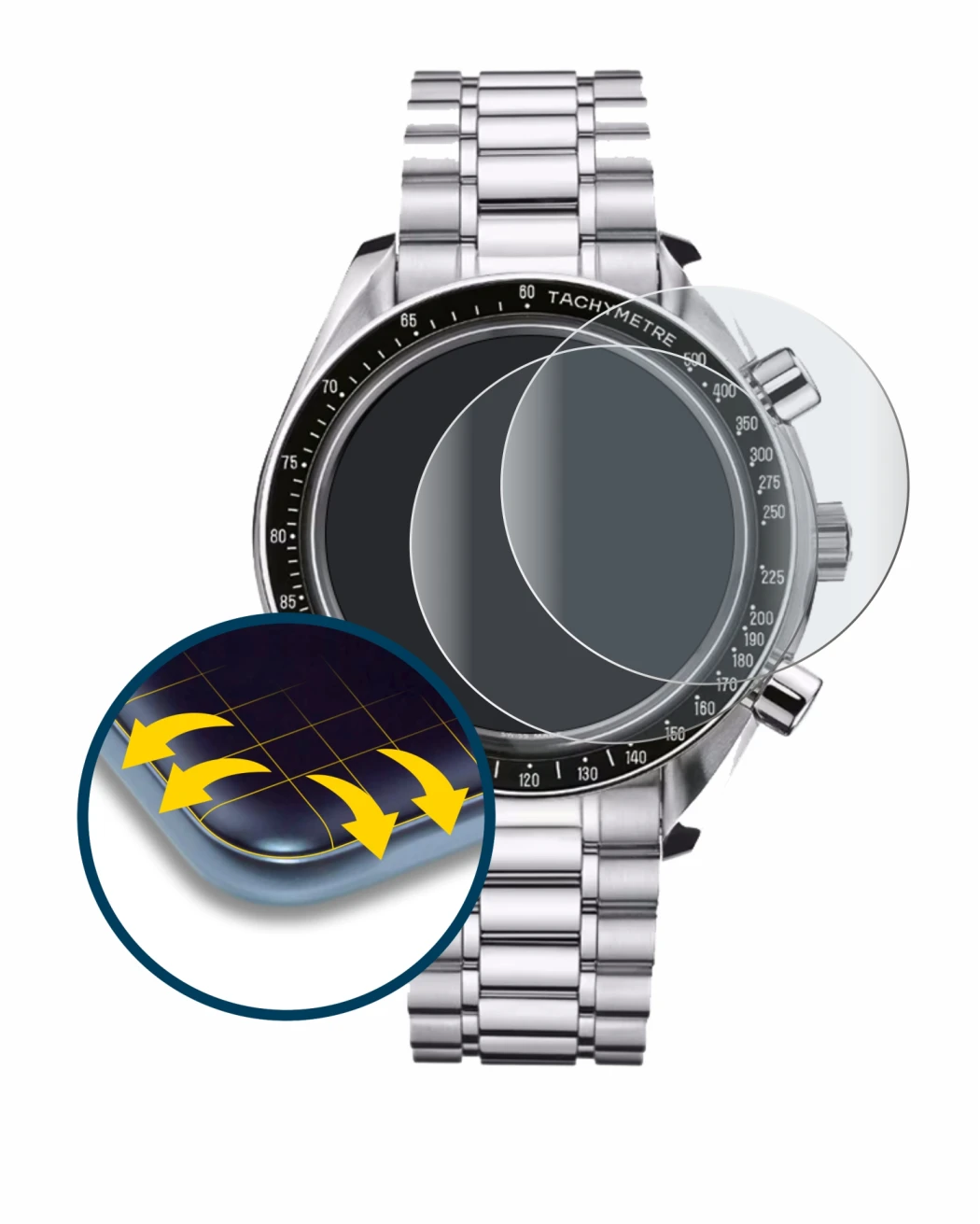 Immagine del dispositivo Omega Speedmaster Reduced (39 mm) con un'ampia varietà di protezioni per lo schermo.