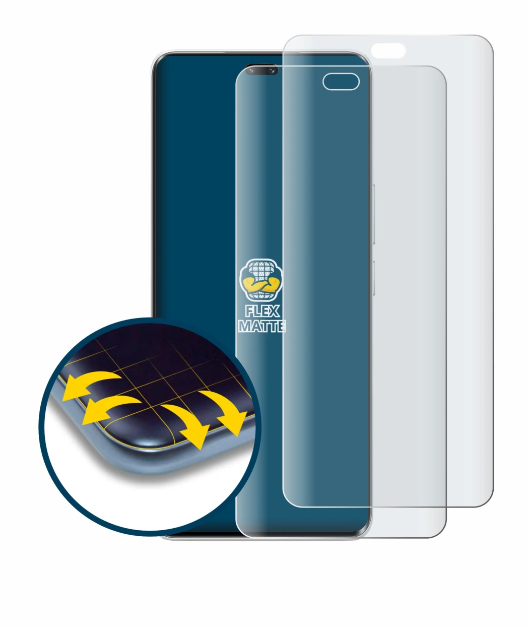 Immagine del dispositivo Honor 200 Pro con un'ampia varietà di protezioni per lo schermo.