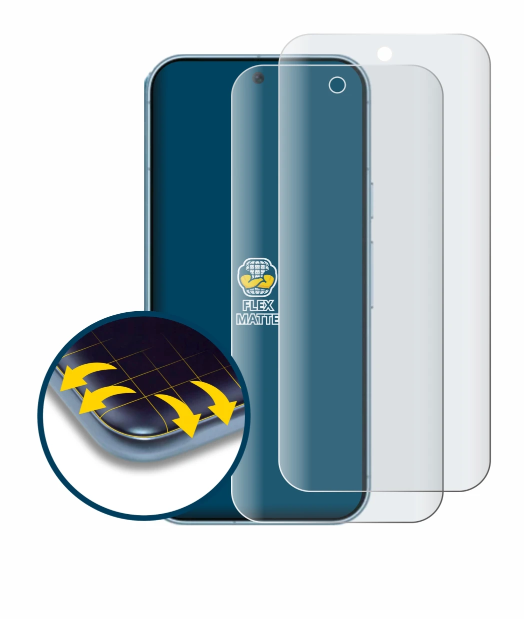 Immagine del dispositivo Google Pixel 9 Pro con un'ampia varietà di protezioni per lo schermo.