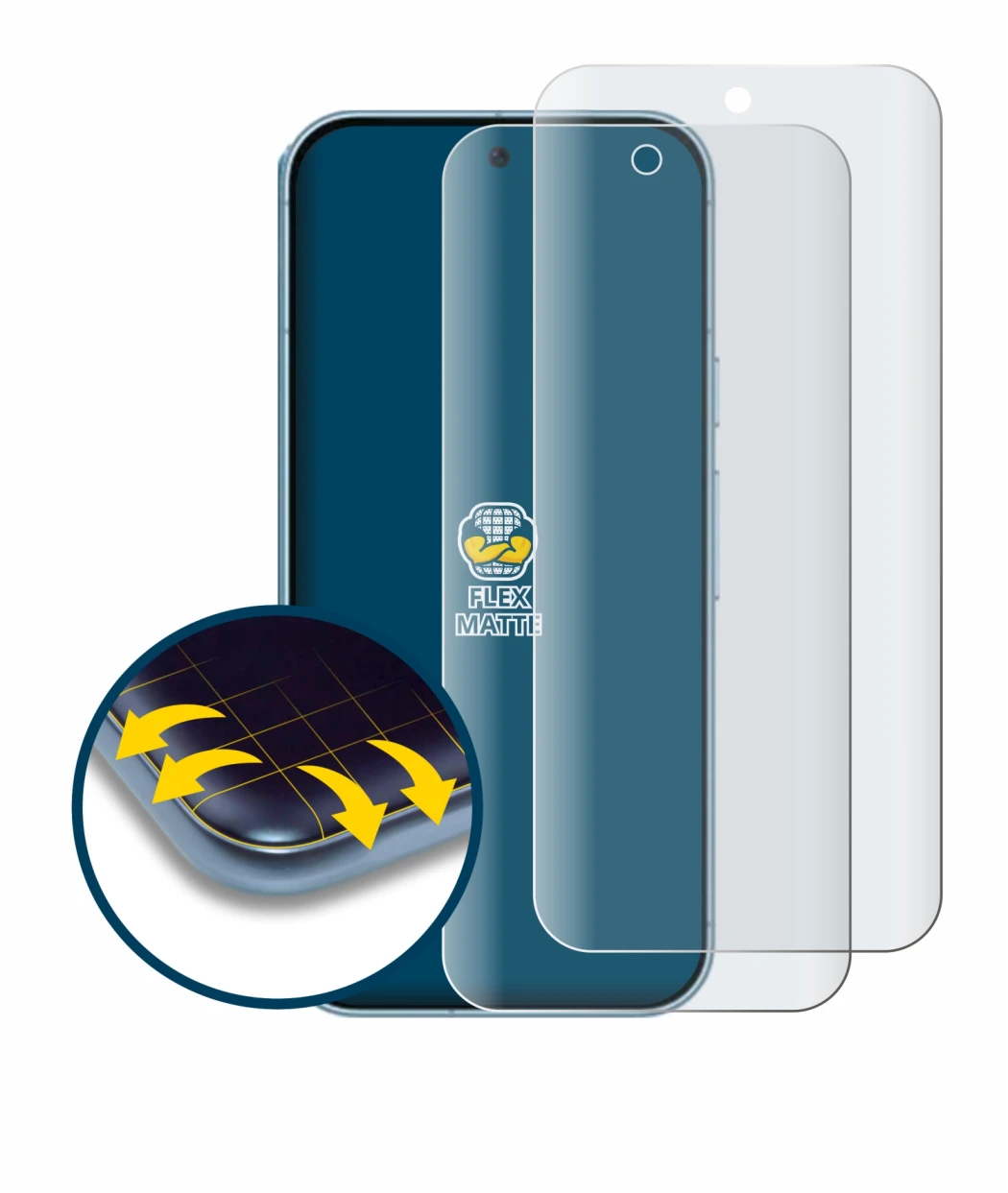 Immagine del dispositivo Google Pixel 9 Pro XL con un'ampia varietà di protezioni per lo schermo.