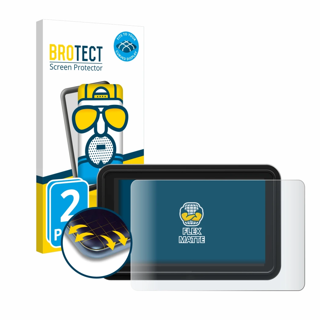Parte frontale di una confezione del prodotto con il logo del marchio BROTECT. Accanto è raffigurato il dispositivo Atomos Shi