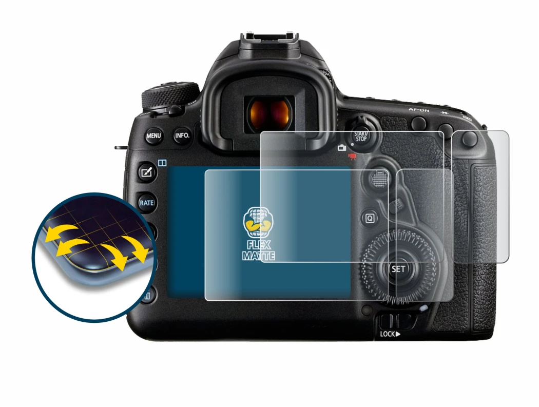 Immagine del dispositivo Canon EOS 5D Mark IV (Display + display a spalla) con un'ampia varietà di protezioni per lo schermo.