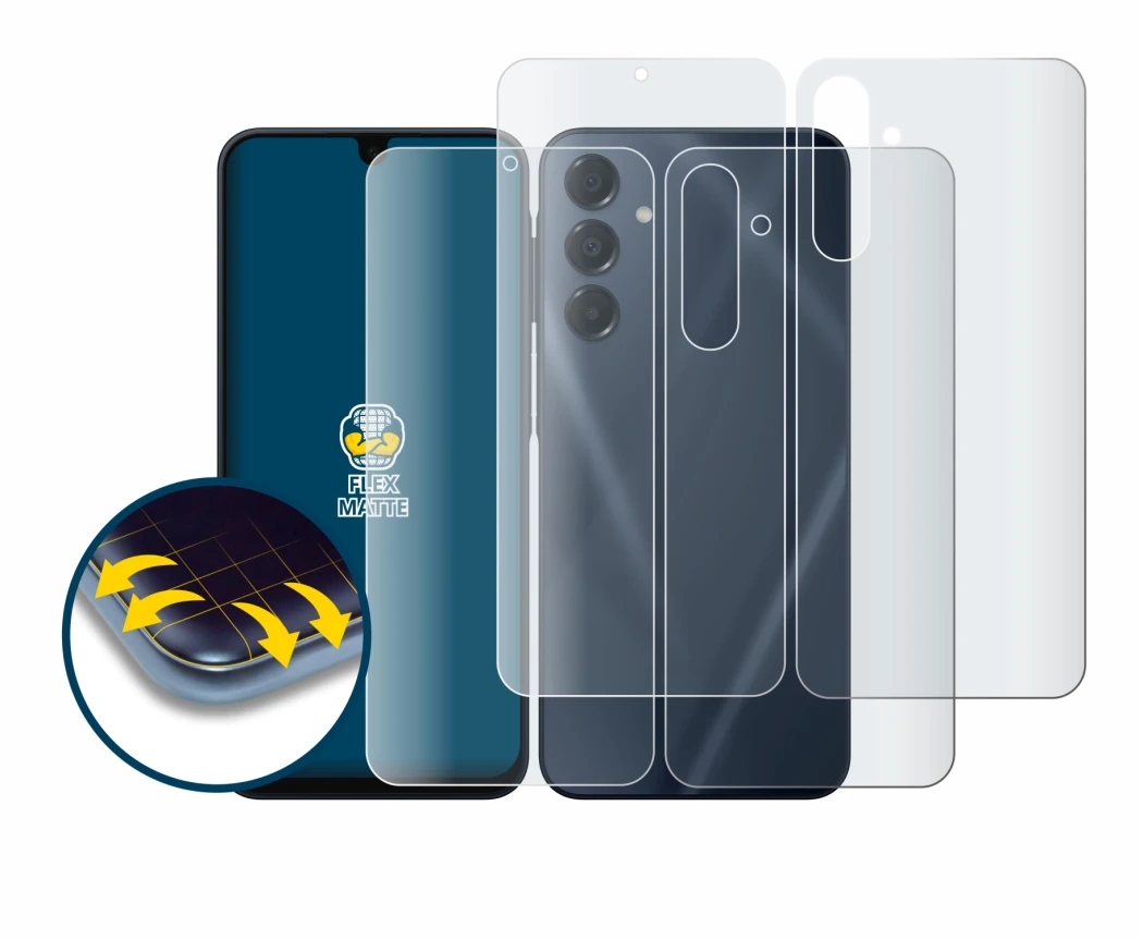 Immagine del dispositivo Samsung Galaxy A16 5G (Fronte+Retro) con un'ampia varietà di protezioni per lo schermo.