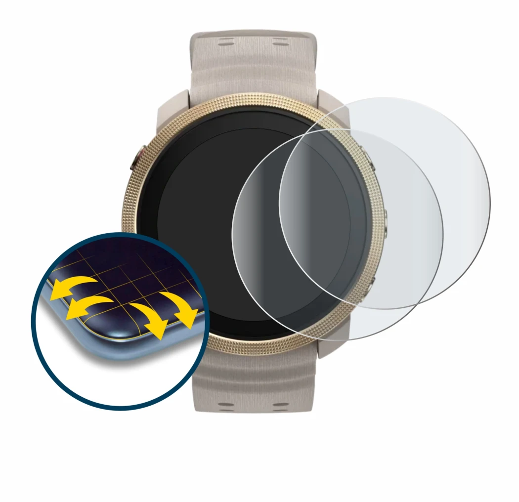 Immagine del dispositivo Polar Vantage M3 con un'ampia varietà di protezioni per lo schermo.