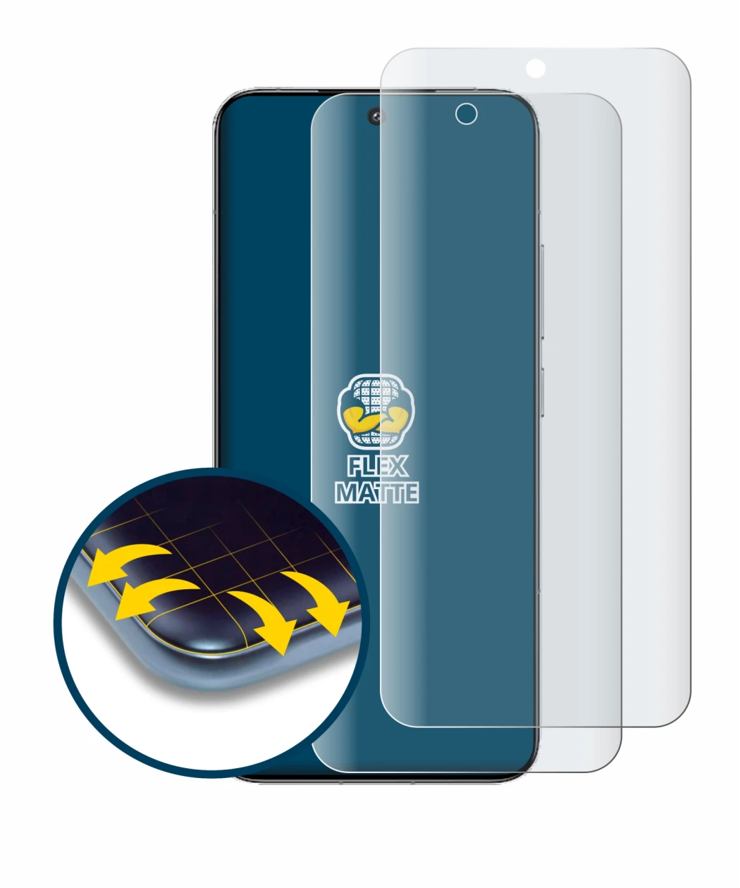 Immagine del dispositivo Xiaomi 15 con un'ampia varietà di protezioni per lo schermo.