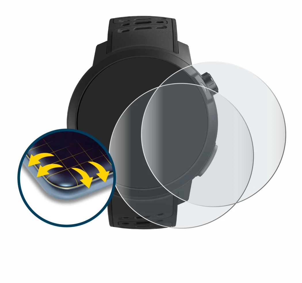 Immagine del dispositivo Coros Pace Pro con un'ampia varietà di protezioni per lo schermo.