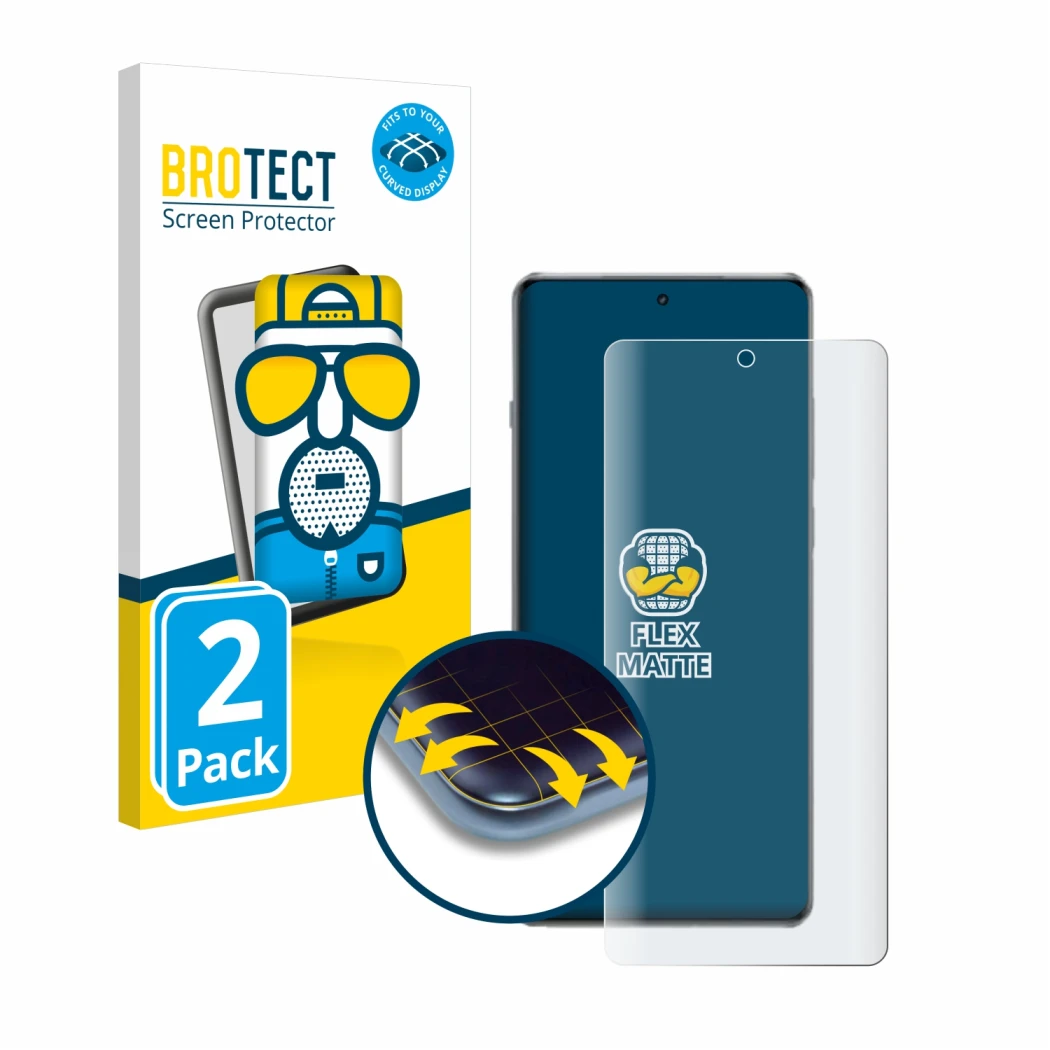 Parte frontale di una confezione del prodotto con il logo del marchio BROTECT. Accanto è raffigurato il dispositivo OnePlus 13