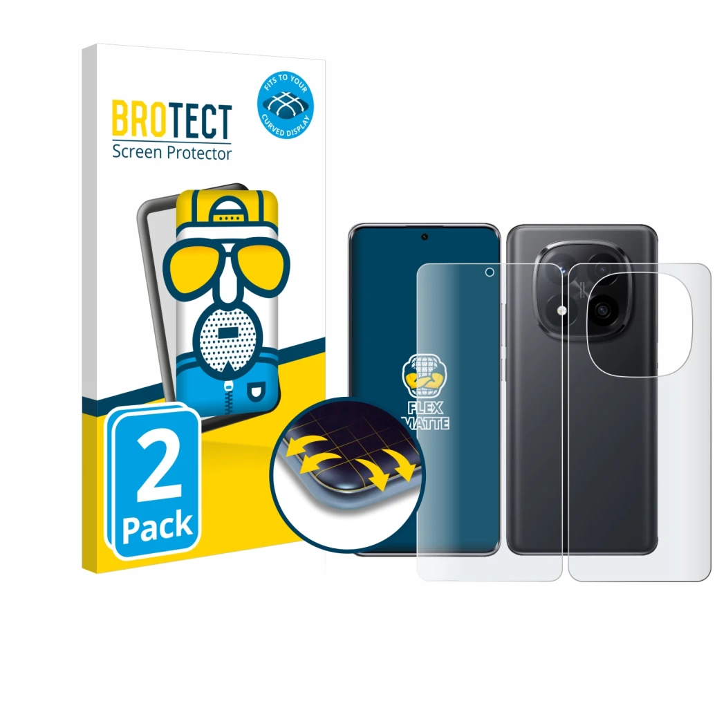 Parte frontale di una confezione del prodotto con il logo del marchio BROTECT. Accanto è raffigurato il dispositivo Xiaomi Red