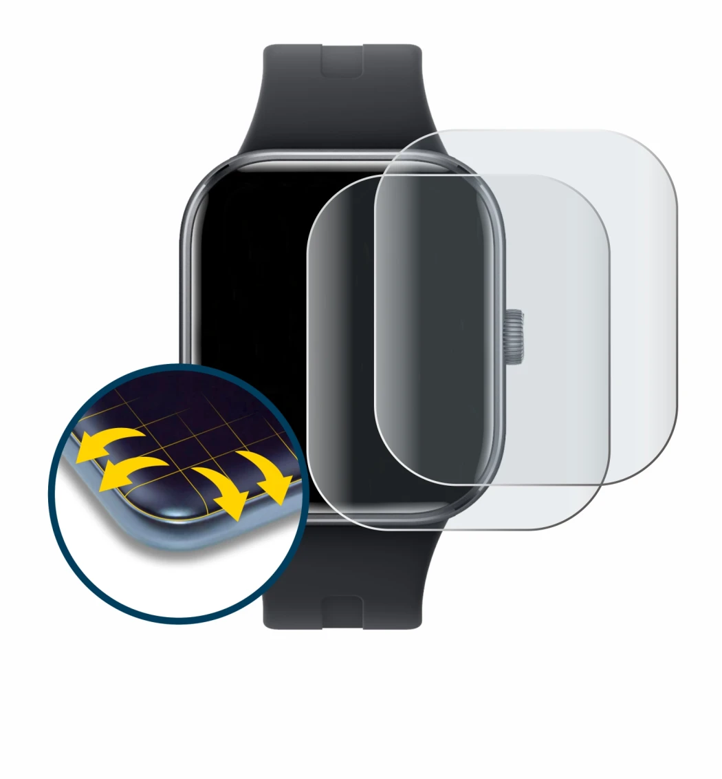 Immagine del dispositivo Xiaomi Redmi Watch 5 con un'ampia varietà di protezioni per lo schermo.