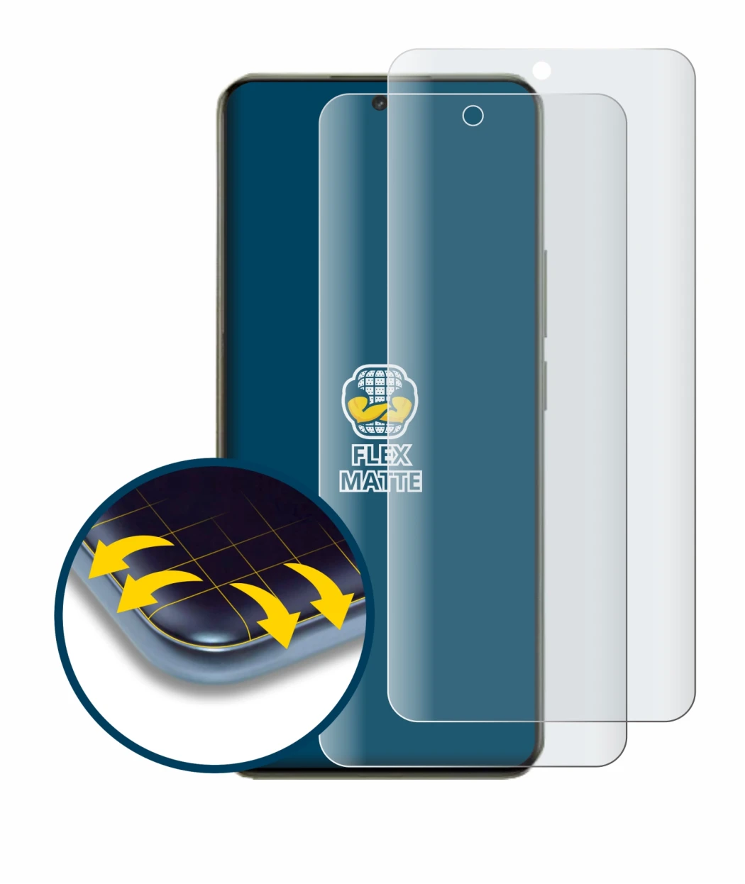Immagine del dispositivo realme 14 Pro con un'ampia varietà di protezioni per lo schermo.