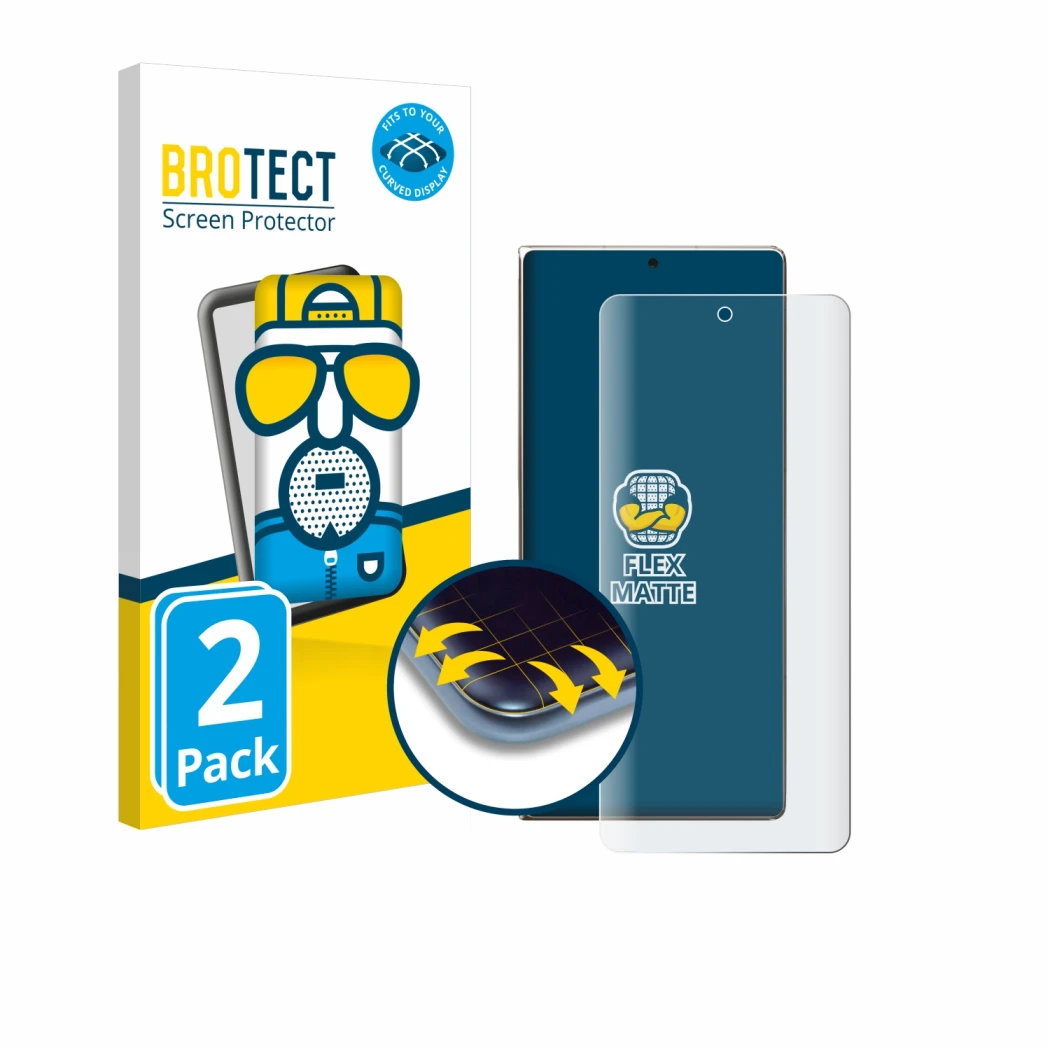 Parte frontale di una confezione del prodotto con il logo del marchio BROTECT. Accanto è raffigurato il dispositivo Huawei Mat