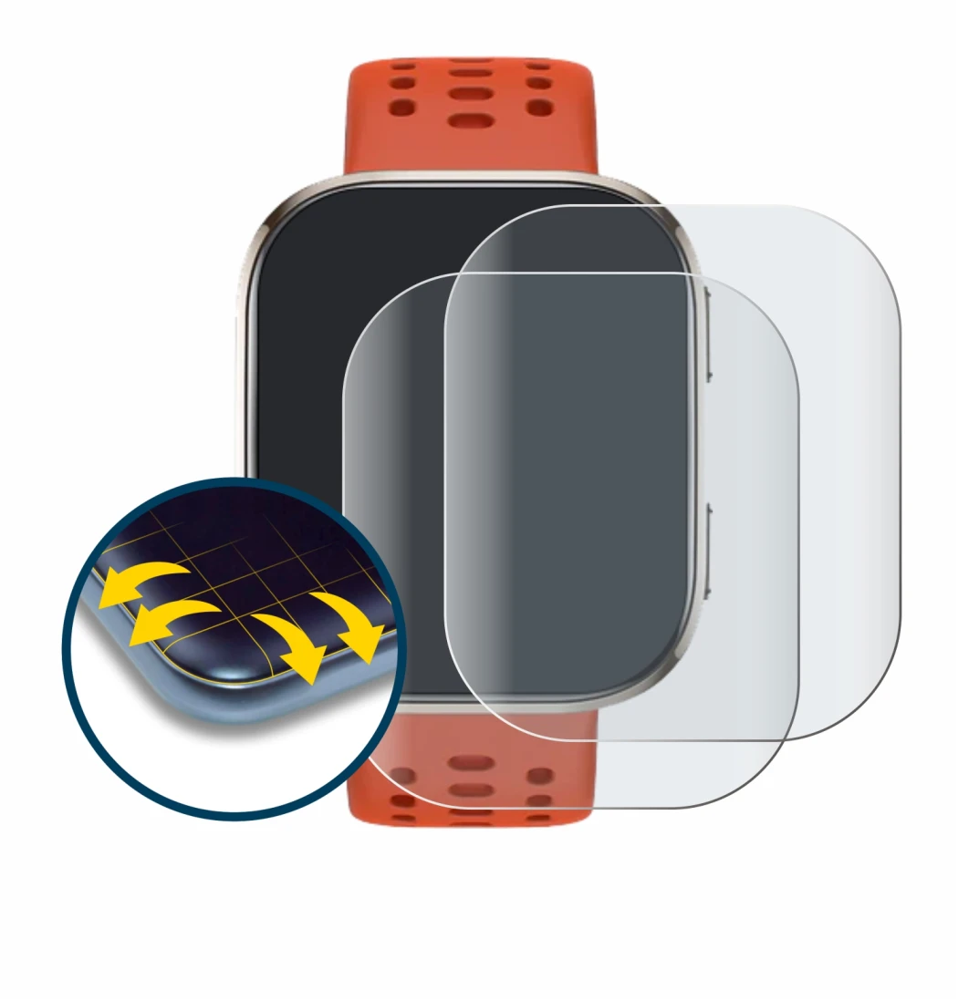 Immagine del dispositivo Huami Amazfit Bip 6 con un'ampia varietà di protezioni per lo schermo.